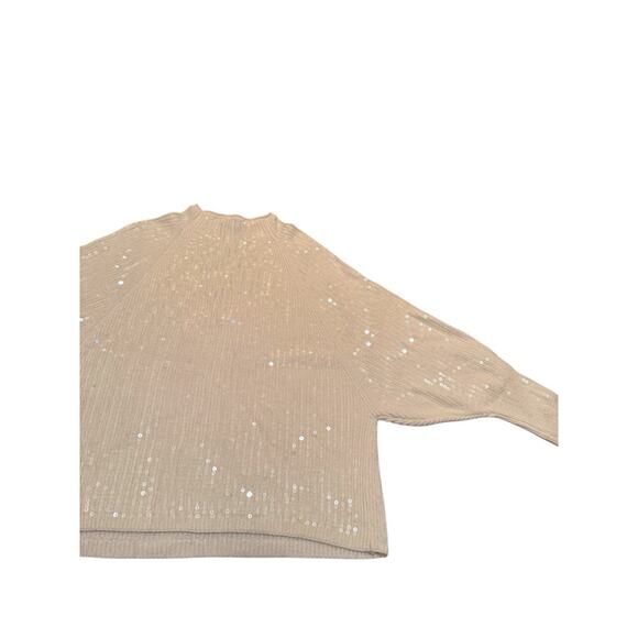 Express Cream Sequin Dolman Sleeve Sweater Women’s S Soft Knit Holiday Winter - Picture 11 of 12
